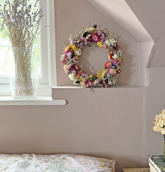 Colour Pop Bright Dried Flower Wreath, 3 of 4
