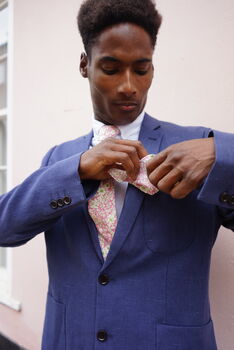 Mens Soft Pink Floral Pocket Square, 6 of 12