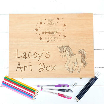 Personalised Stationery Wooden Art Box Case, 4 of 11