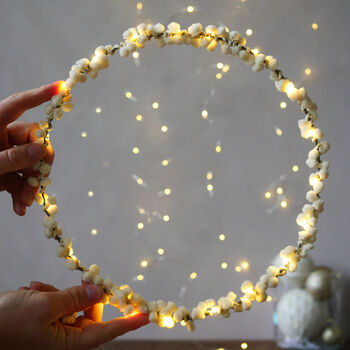 Scandi Christmas Pom Pom Fairy Light Wreath, 2 of 12