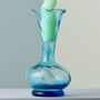 Vintage Glass Fluted Bud Vase / Candlestick Blue, thumbnail 2 of 3