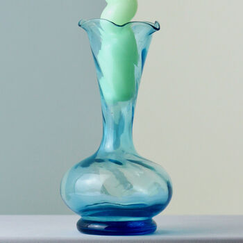 Vintage Glass Fluted Bud Vase / Candlestick Blue, 2 of 3