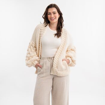 Easy Bubble Stitch Cardigan Knitting Kit, 3 of 12