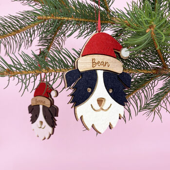 Personalised Border Collie Christmas Tree Decoration, 2 of 3