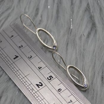 Citrine Or Iolite Silver Earrings: Oval Gemstone Drop, 5 of 6