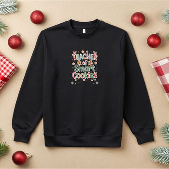 Black 'Teacher of Smart Cookies' Christmas Jumper, 2 of 4