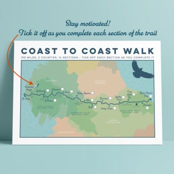 Wainwright's Coast To Coast Map Print With Tick List, 6 of 10