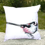 Inky Long Tailed Tit Outdoor Garden Cushion, thumbnail 5 of 9