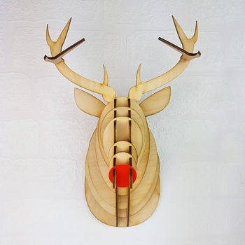 Wooden Christmas Stag Head / Rudolph, 5 of 7