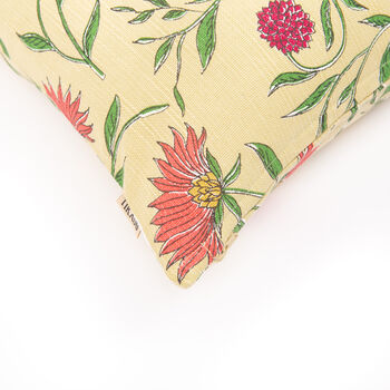 Firdos Floral Yellow Cushion Cover, 4 of 4