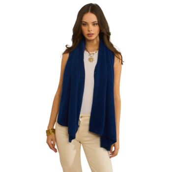 Navy Blue 100% Cashmere Multi Ways Button Poncho Gift Boxed, 7 of 10