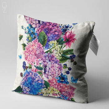 Hydrangea Floral Cushion Cover With Blue And Pink, 3 of 7