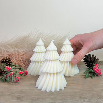 Geometric Christmas Tree Shape Soy Candle Festive Gifts, 3 of 9