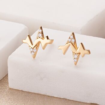 Heartbeat Stud Earrings, Sterling Silver Or Gold Plated, 2 of 7