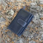Women's Luxury Navy Blue Leather Tab Trifold Purse Rfid Protected Personsalised, thumbnail 3 of 7