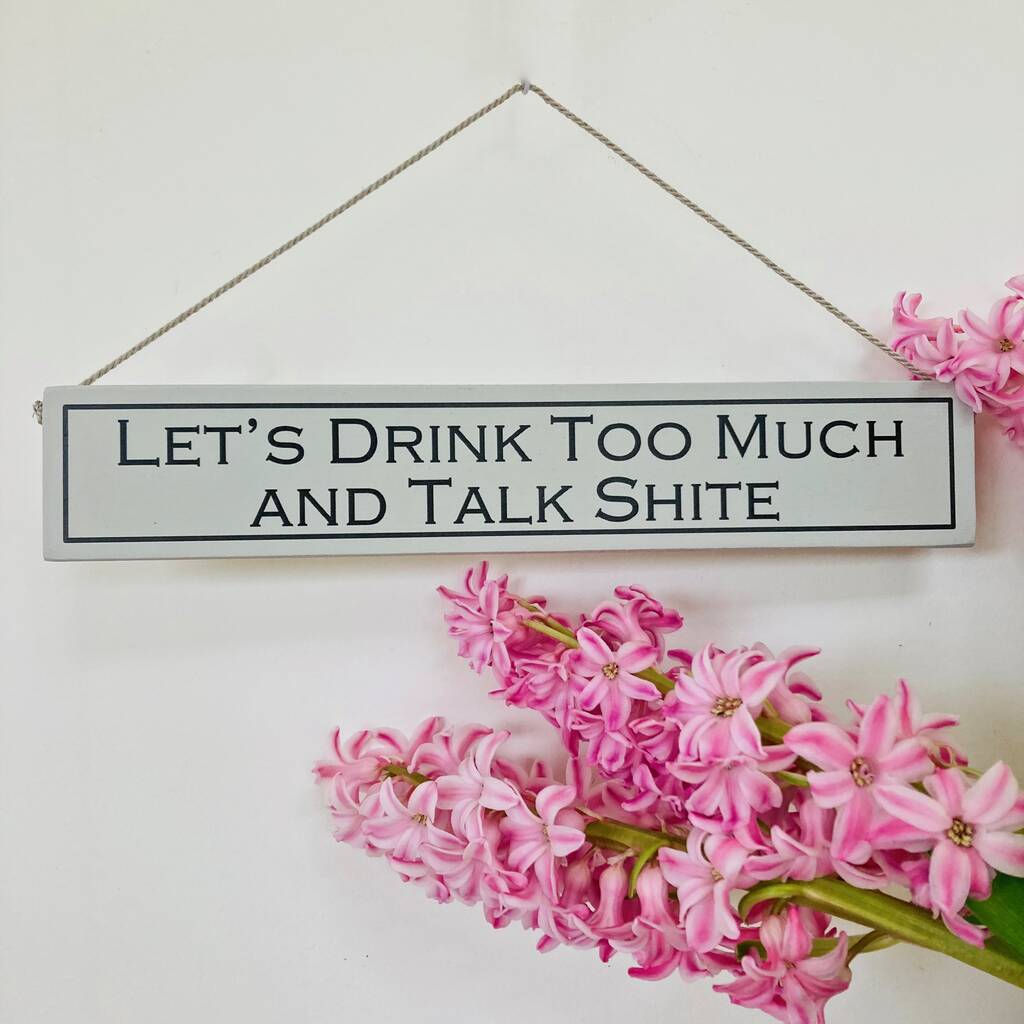 Drink Too Much And Talk Shite Hand Painted Wooden Sign, 1 of 4