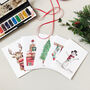 Set Of Five Hand Painted Christmas Cards, thumbnail 2 of 12