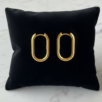 Dainty Small Oval Hoop Earrings In 18k Gold, 4 of 5