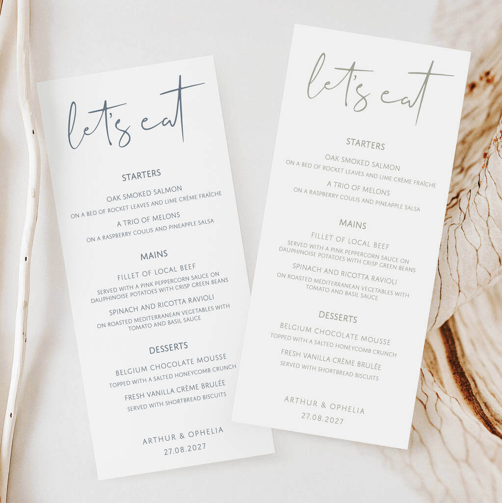 Wedding Menu Minimalistic 'Let's Eat' By Ottie Design