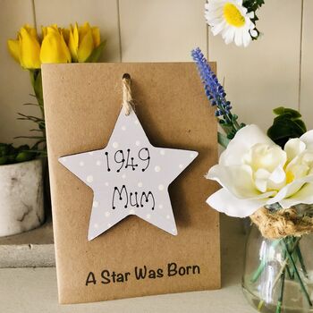 Personalised Year Of Birth Star Wooden Keepsake Card, 5 of 11