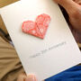 Personalised 35th Coral Anniversary Origami Heart Card, thumbnail 6 of 7