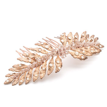Fern Rose Gold And Crystal Bridal Hair Comb, 6 of 6