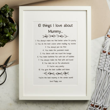 Personalised Ten Things I Love About Mummy Print, 2 of 6