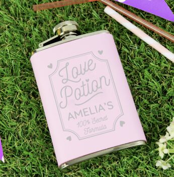 Personalised Love Potion Pink Hip Flask, 4 of 4