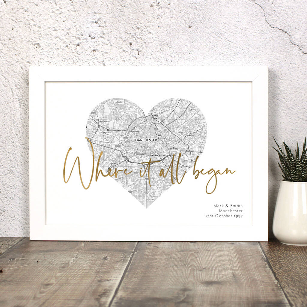 Where It All Began Map Print With Foil Wording, 1 of 4