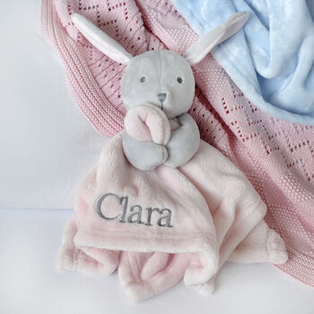 Personalised Pink Bunny Rabbit Baby Comforter, 4 of 12