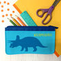 Personalised Triceratops Dinosaur Fabric Pencil Case, thumbnail 2 of 11