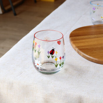Hand Painted Red Floral Drinking Glasses, 4 of 6