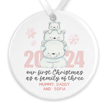 Our First Christmas As A Family Of Three Ceramic Bauble, 5 of 7