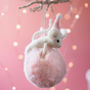 Felt Mouse Pink Pom Pom Bauble, thumbnail 1 of 3