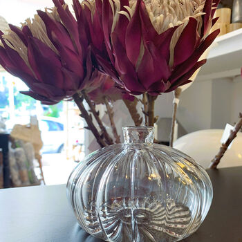 Small Ribbed Round Glass Vase, 6 of 6