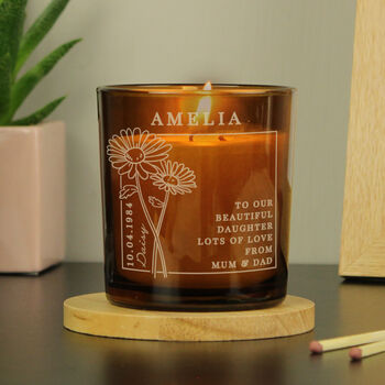 Birthday Gift For Her Birth Month Flowers Candle, 5 of 12