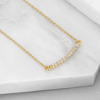 Gold Or Silver Diamond Style Pave Bar Necklace, 2 of 8