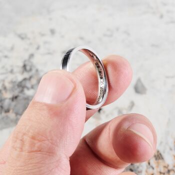 Black 6 Mm Engraved Band Ring, Black And Silver Personalised Ring, 2 of 12