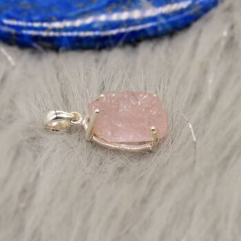 Raw Rose Quartz Chain Pendant Necklace, 6 of 6