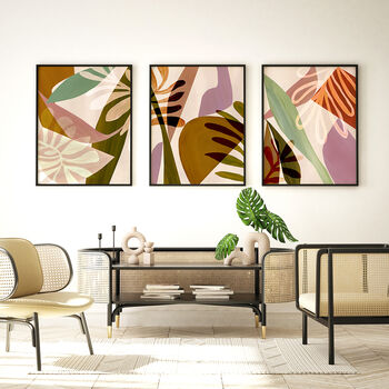 Earth Tone Abstract Leaf Print Set Of Three, 2 of 12