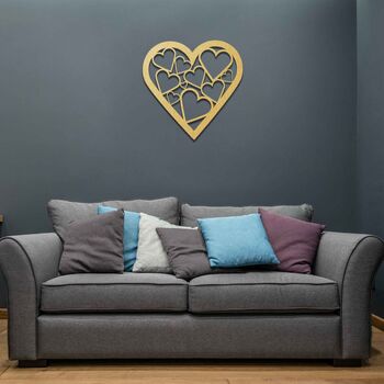 Wooden Heart Wall Art Decor Gift For Anniversary Or New Home, 5 of 9