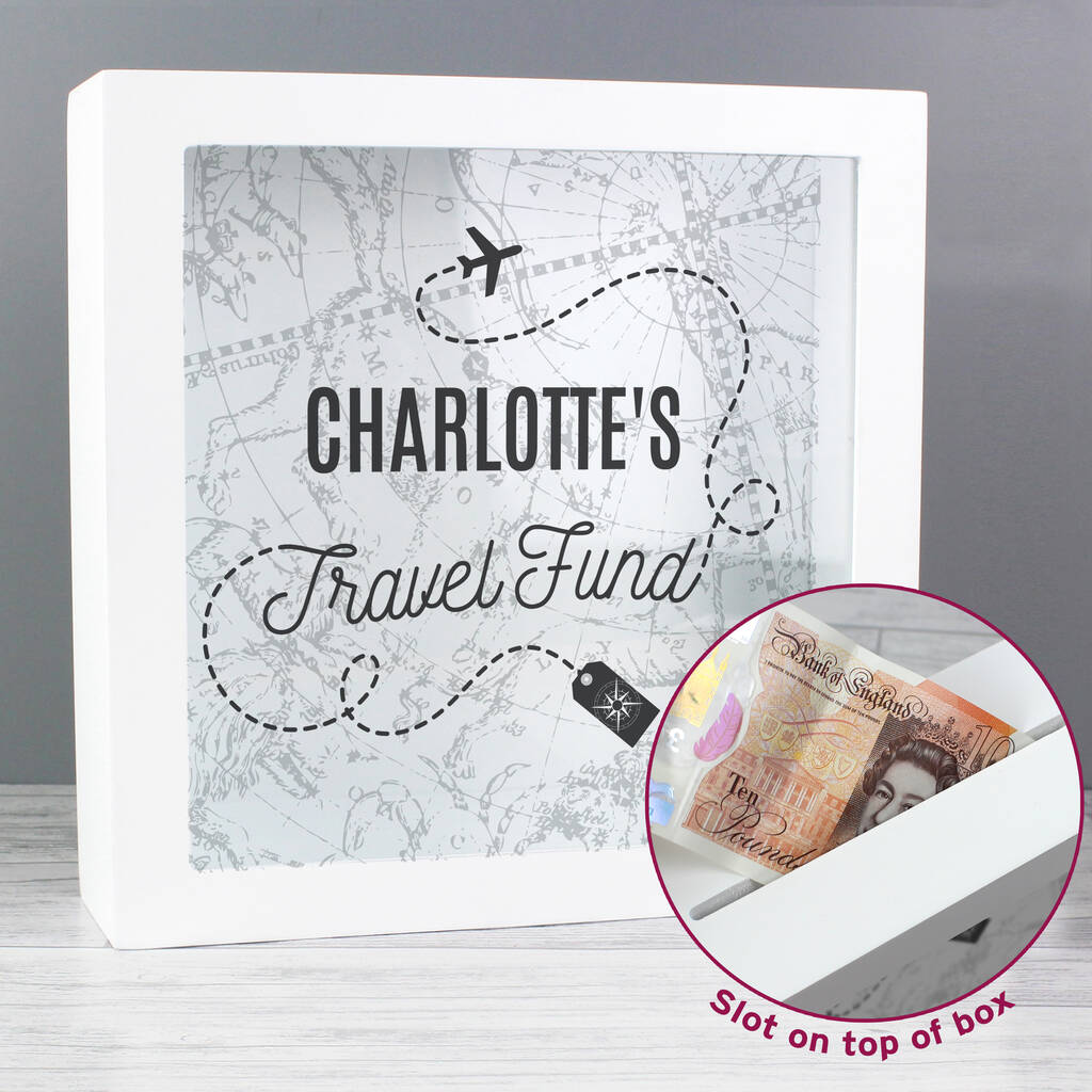 Personalised Travel Adventure Fund Money Box By Uniqueful Personalised Travel Adventure Fund Money Box By Uniqueful