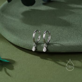 Tiny Dotted Droplet Cz Huggie Hoop Earrings, 5 of 11