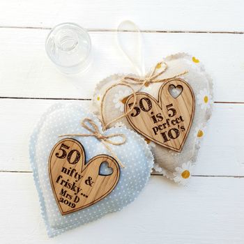 40th Birthday Fabric Heart With Oak Message, 4 of 7