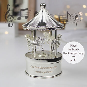 Personalised Christening Musical Carousel Ornament, 3 of 8