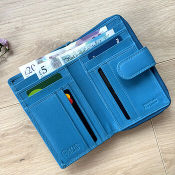 Blue Leather Purse Rfid Secure, 2 of 5