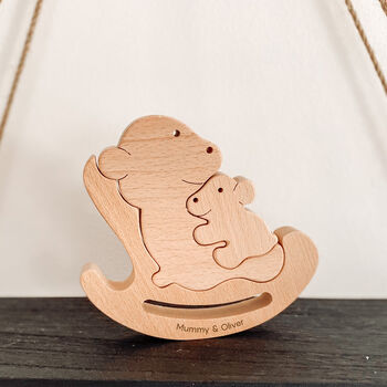 Personalised Wooden Mum And Child Bear Sculpture, 4 of 4