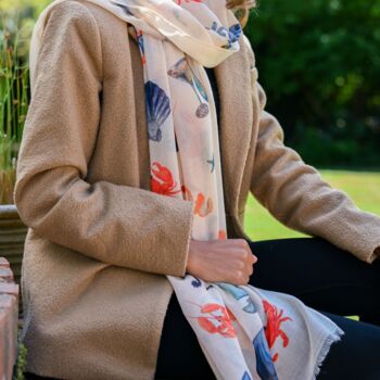 Fisherman, Ocean Print Scarf In Personalised Gift Box, 3 of 5