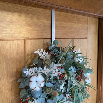 Traditional Silver Metal Christmas Wreath Door Hanger, 3 of 5