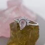 Genuine Pear Cut Rose Quartz Crown Ring, thumbnail 1 of 12
